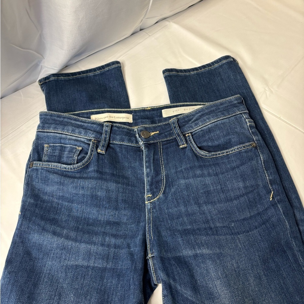 Anthropologie Pilcro & Letterpress Dark Blue Split-Ankle Jeans – Size 28 - Picture 8 of 15
